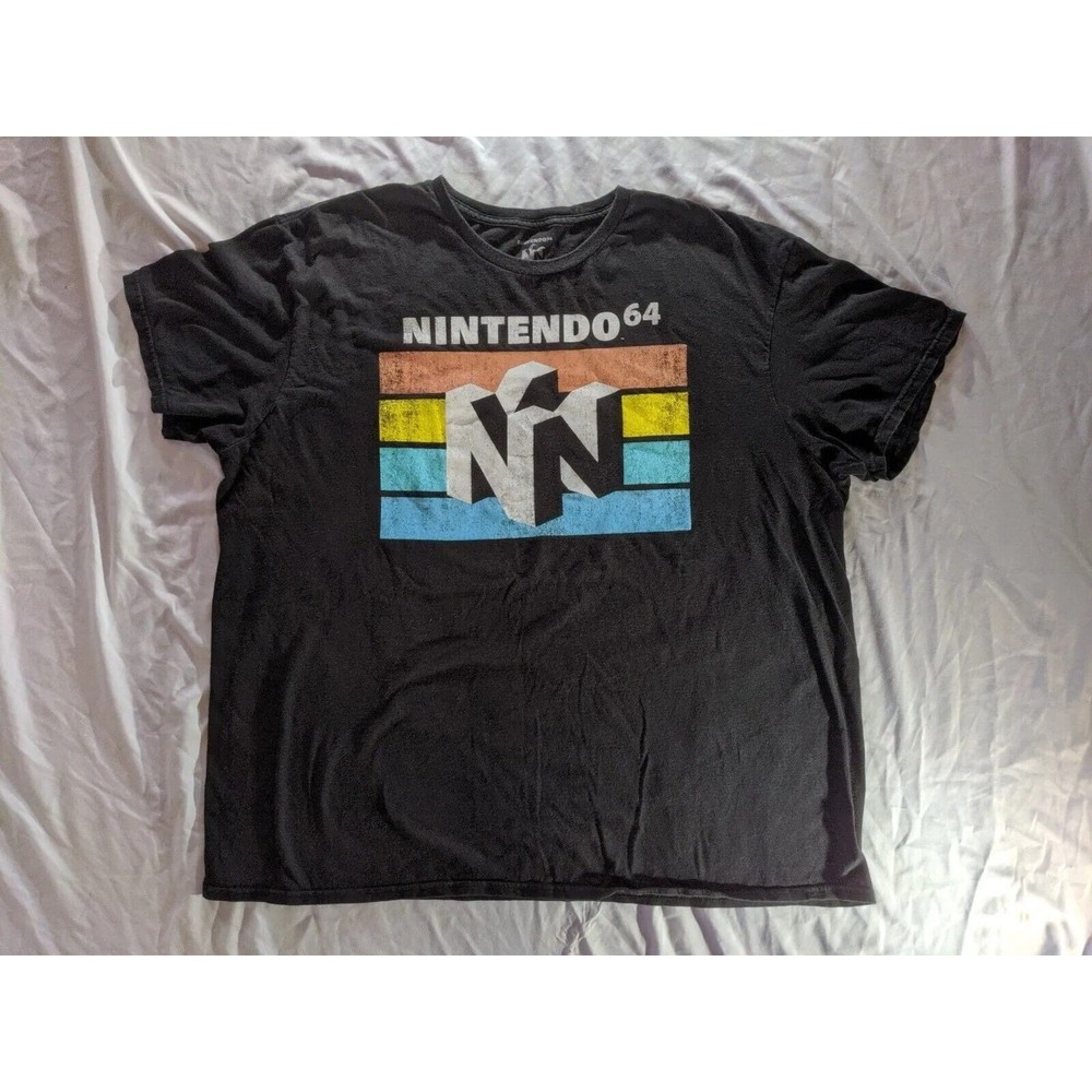 N64 2021 Large Logo Black Short Sleeve T-Shirt size 2XL Nintendo 64 Throwback